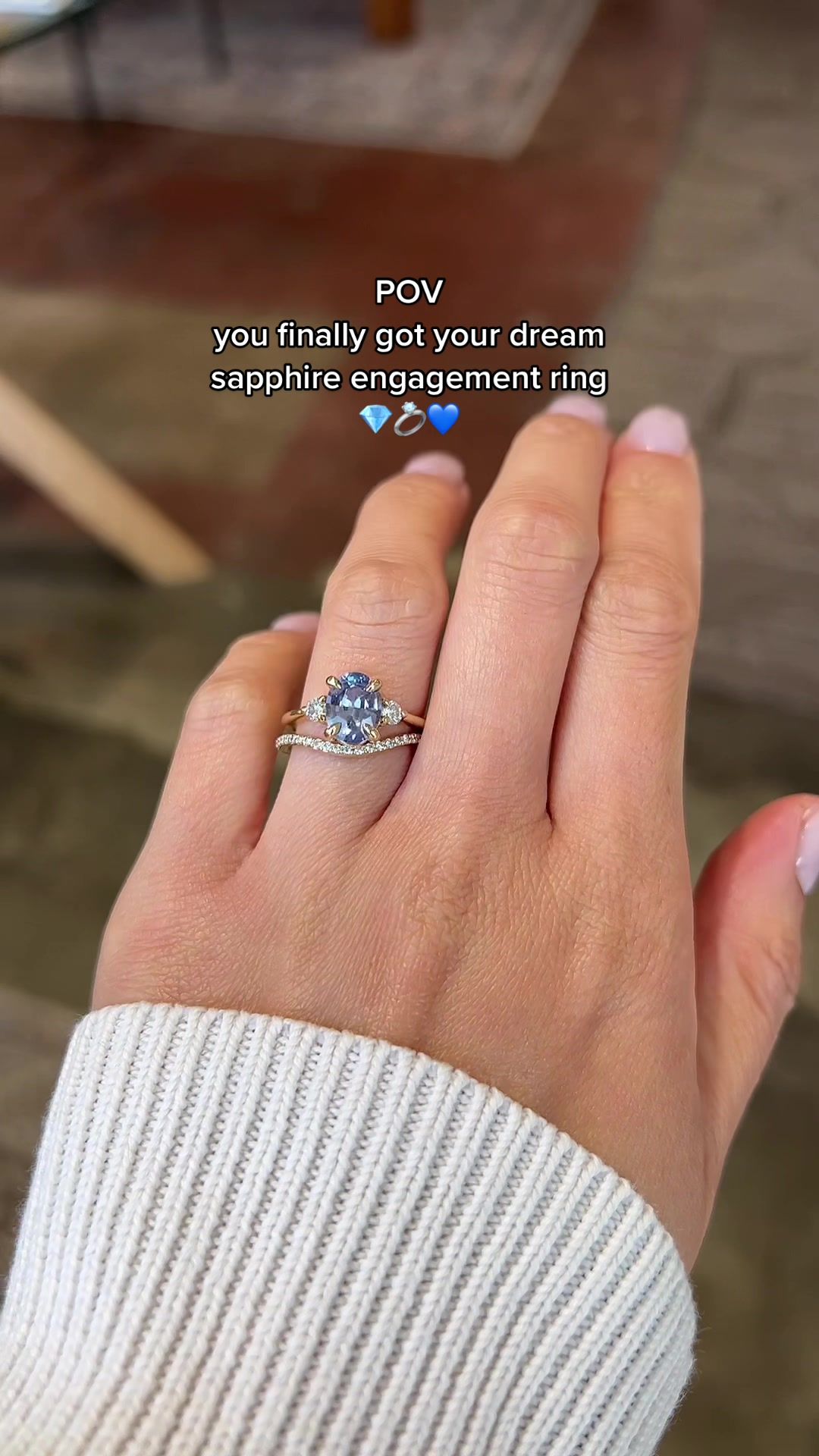 Would you say “yes” to this sapphire engagement ring?Can’t stop looking at this dreamy blue sapphire engagement ring 💙💎💍Interested in our sapphire engagement rings? Contact us at 📧hello@valeriemadison.com to find your dream ring! Shop online and at our Seattle storefront  #fyp #uniquengagementring #ovalengagementring #sapphireengagementring  #customengagmentring #seattlejewelry  #jewelryeducation #bluesapphire #itsnotjustaboulder 