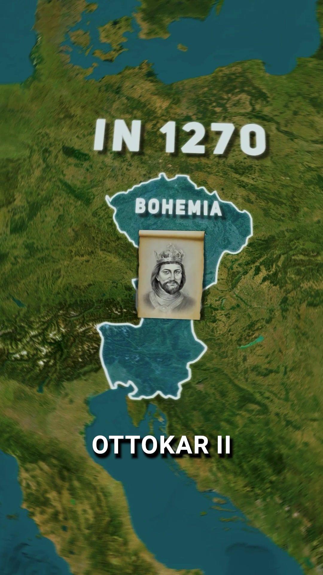 When Bohemia Touched the Adriatic 🇨🇿👑 In the 1270s, King Ottokar II ruled a realm from the Elbe to the Adriatic—spanning parts of Czechia, Austria, Slovenia, Poland, Germany, and Italy. Then the Habsburgs ended it all in 1278. #History #Bohemia #Map #Maps #Geography