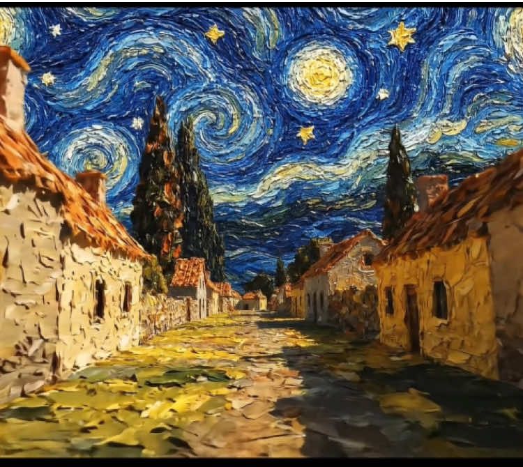 🌌 The Starry Night (1889) - Immersive 3D POV ✨ #VanGogh #Art #3DArt #Immersive #StarryNight  