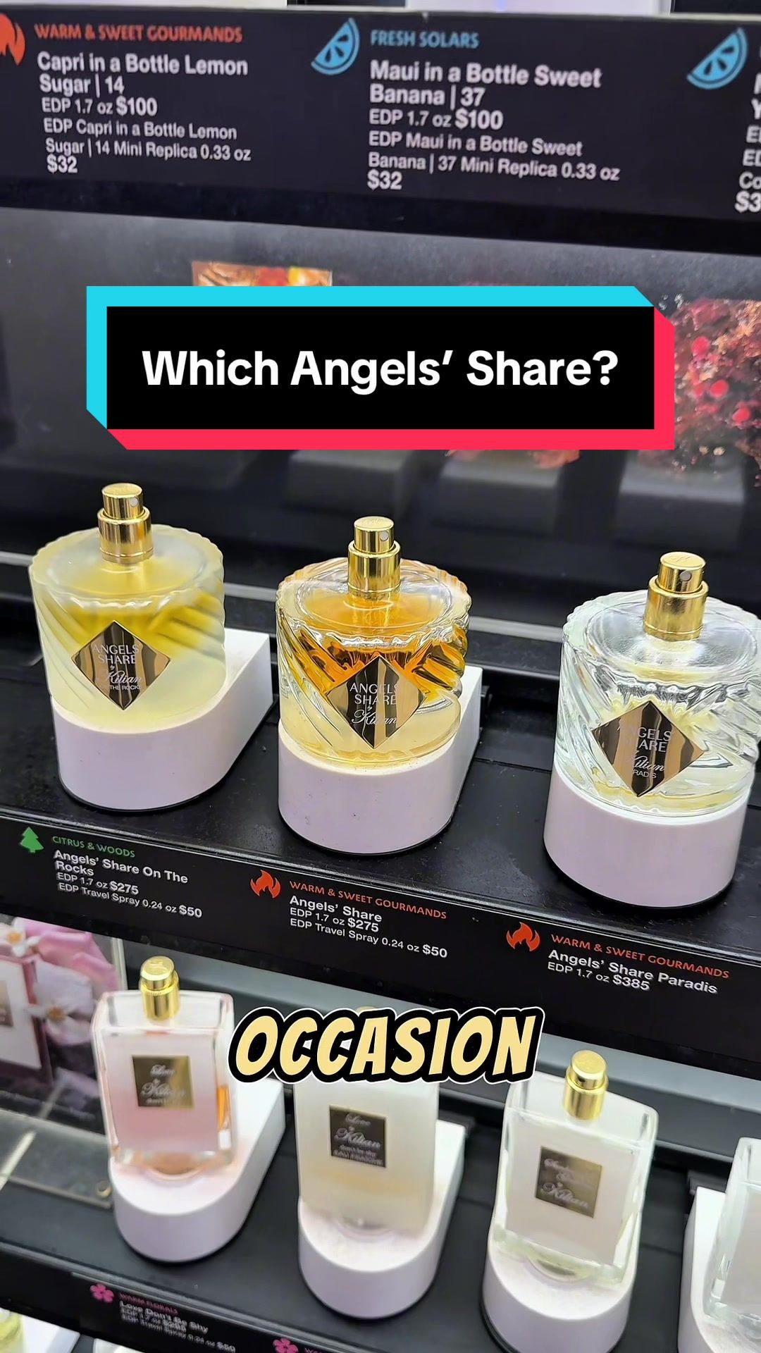 Which Angels Share should you wear? Comment your favorite below! #fragrances #fragrance #fyp #fragrancetiktok #kilian 