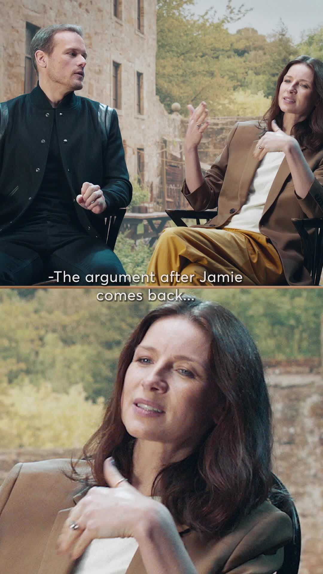Thoughts on this love triangle so far? 😏 #Outlander #JamieFraser #ClaireFraser #SamHeughan #CaitrionaBalfe #WereAllAdultsHere